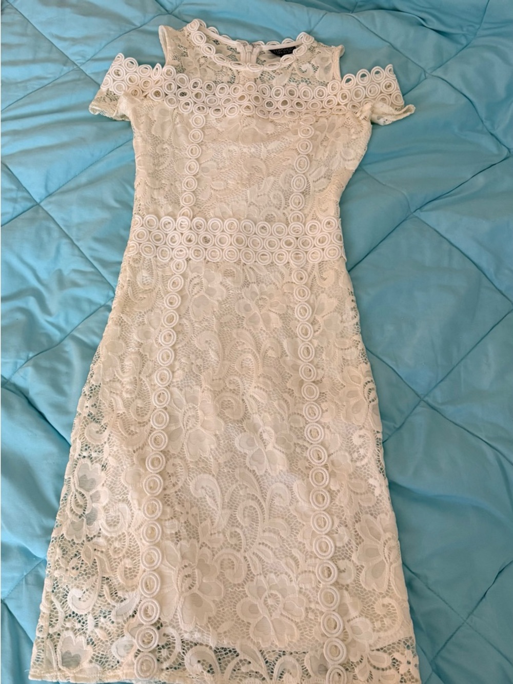 Topshop White Lace Cold-Shoulder Midi Dress